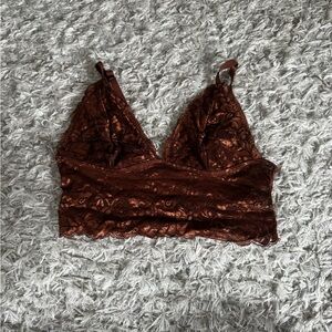 SHEIN Brown Lace Crop Top